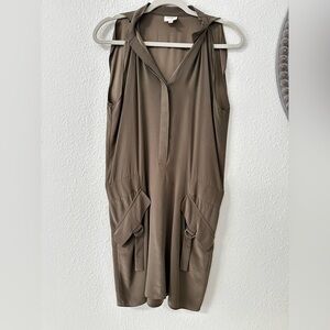 Parker Olive Green Sleeveless Silk Dress